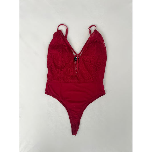 Red Lacy Bodysuit (Size Medium)