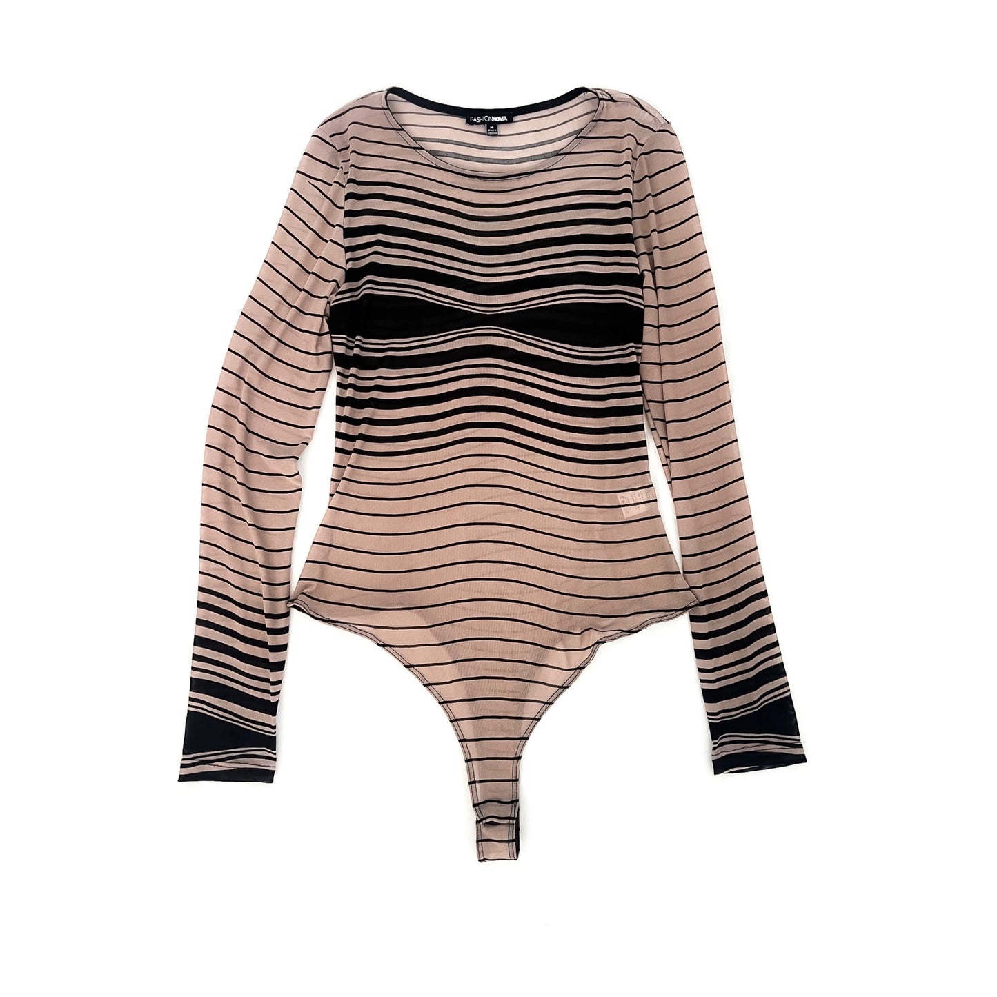 Nude and Black Mesh Bodysuit (Size Medium)