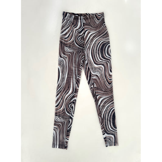 Black-White-Brown Mesh Leggings (Size Medium)