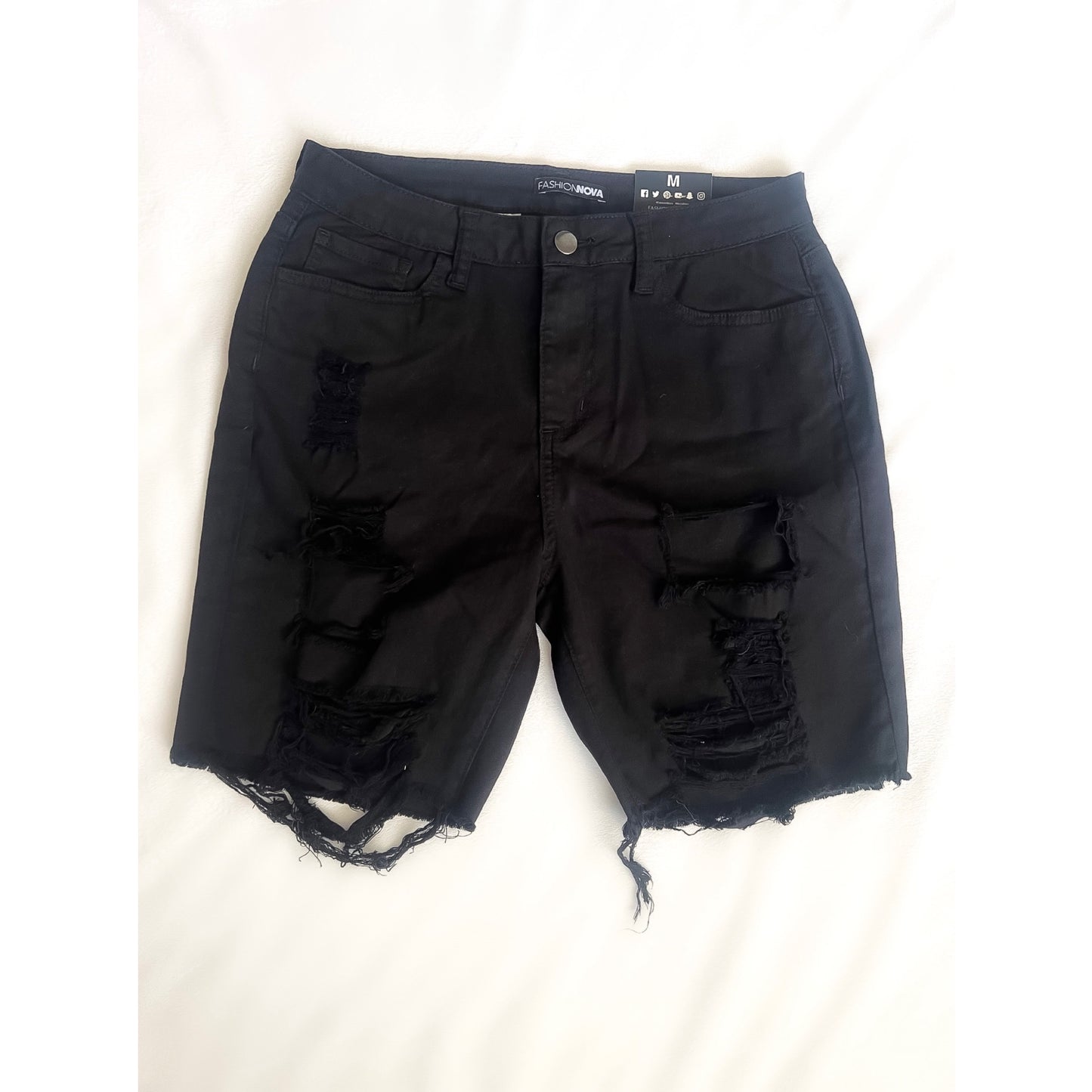 Black Jeans Ripped Shorts (Size Medium 28)