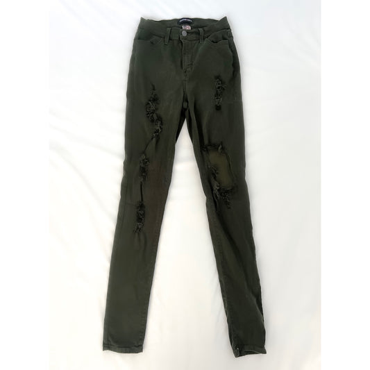 Green Cargo Stretchy Ripped Jeans (Size 7(W27))