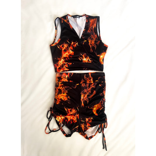 Fire Top And Shorts Set (Size Medium)