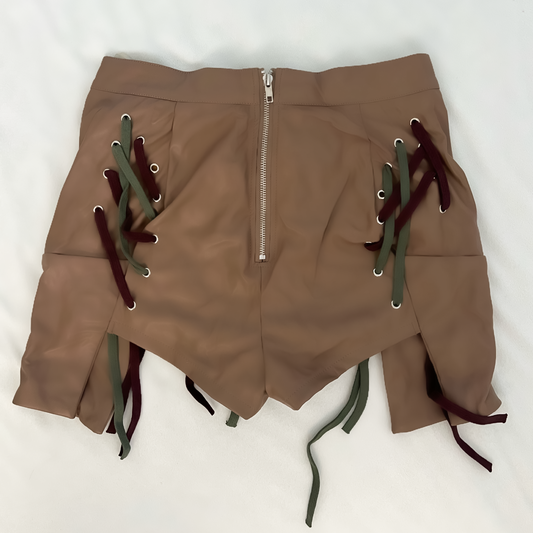 Leather Laced Stylish Shorts (Size Medium)